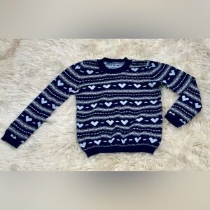 Kids Navy Heart knit Sweater Sz. S 7/8
